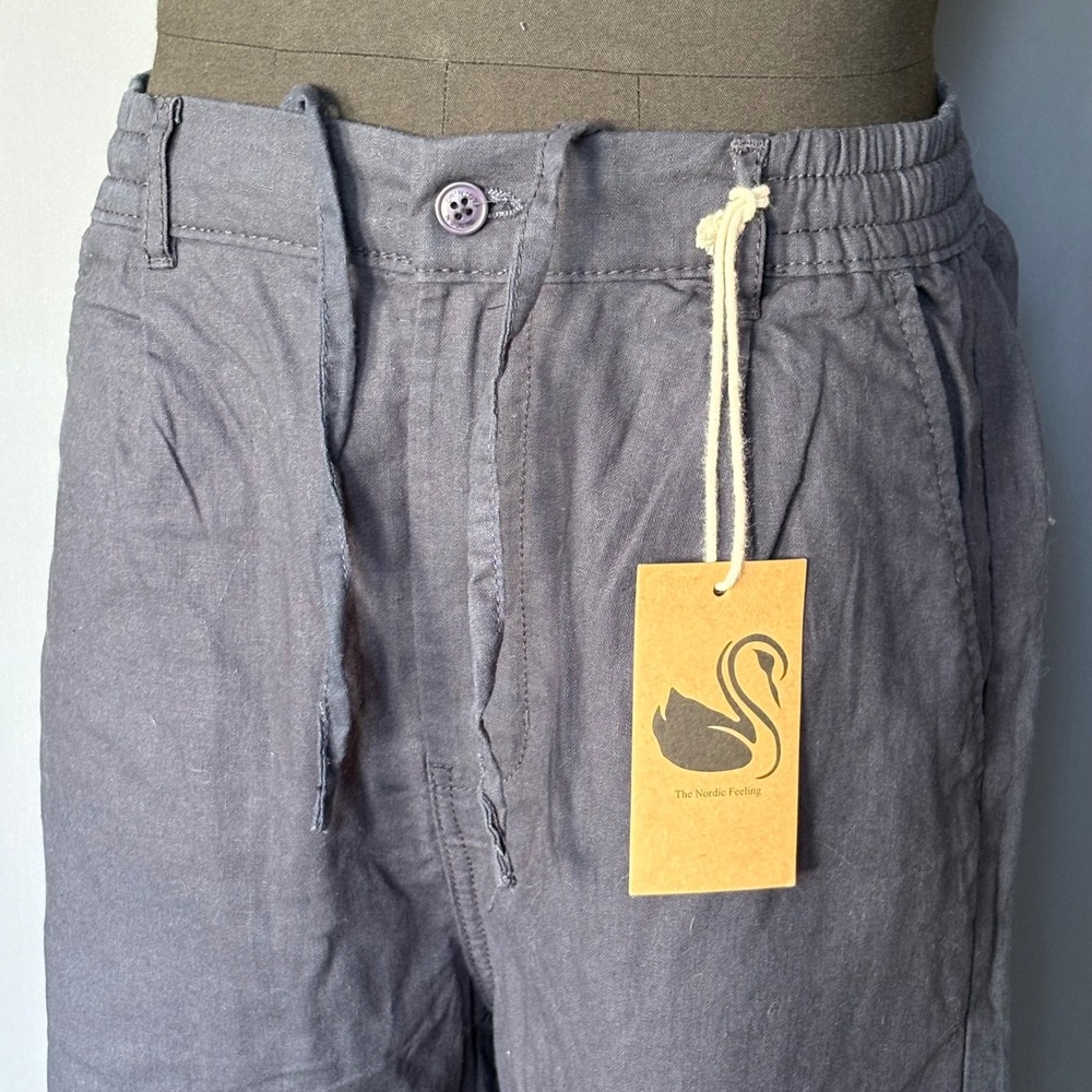 New with Tags - Skagen Linen Blend Baggy Pants | Sz L | Navy The Nordic Feeling